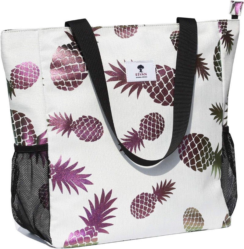 ESVAN Original Floral Water Resistant Large Tote Bag Shoulder Bag for Gym Beach Travel Daily Bags Upgraded - Image 1